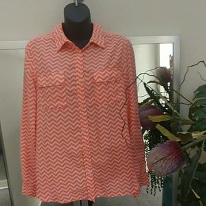 American Eagle Chevron Long Sleeve Button Down Blouse